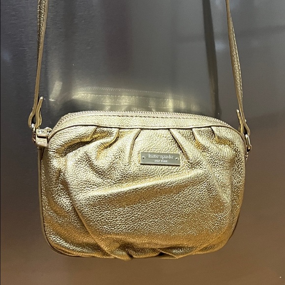 kate spade Metallic Gold Pleated Crossbody Bag - Picture 10 of 10